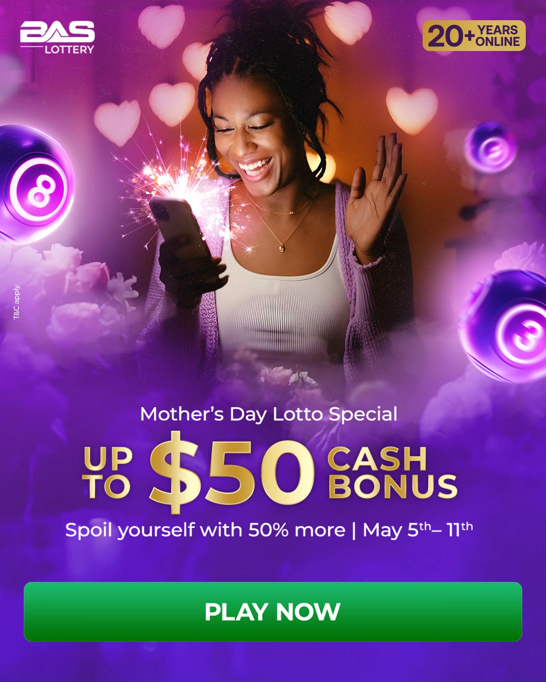 Mother's Day Lotto Special Up To $50 Cash Bonus